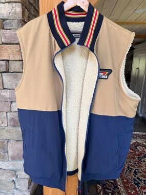 Porsche Design Tan and Navy Sherpa-Lined Vest